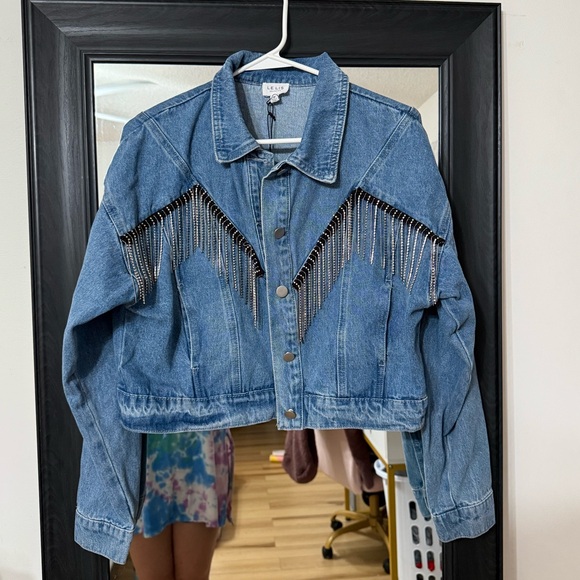 Embellish Fringe Denim Jacket - Picture 2 of 5